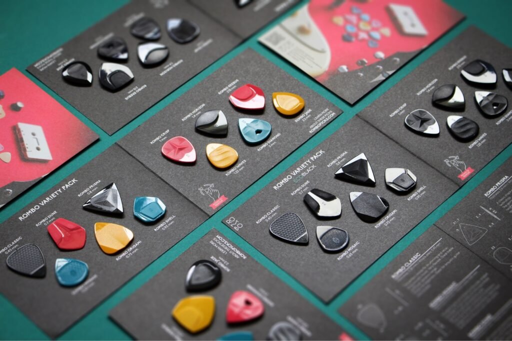 Multiple coordinated visual designs showing different creative treatments of related content